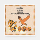 Wanderhexe Raven Halloween Pumpkins Geburtstag Serviette (Vorderseite)