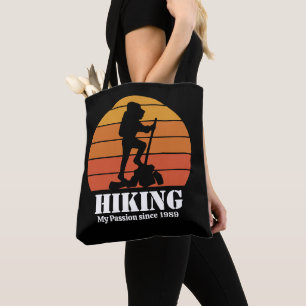 Wanderhobby Retro Sonnenuntergang personalisieren Tasche