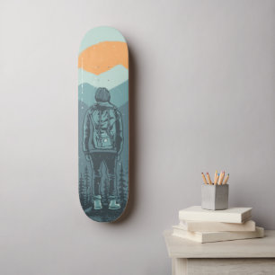 Wanderin Berg Sonnenuntergang Abenteuer Skateboard