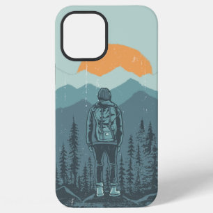 Wanderin mit Rucksack Frau Sonnenuntergang Bergwal iPhone 12 Pro Max Hülle