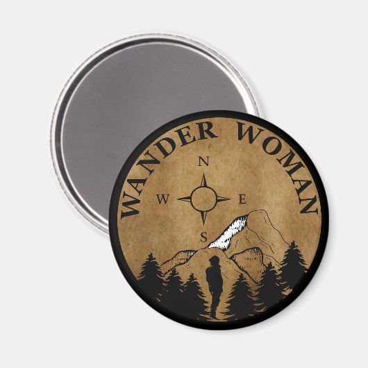Wanderin Vintag wandern Magnet (Vorderseite/Rückseite)