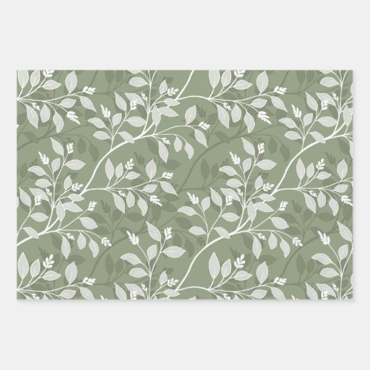 Wandering Leaves Elegant Botanical Pattern Geschenkpapier Set (Vorderseite 2)