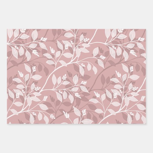 Wandering Leaves Elegant Botanical Pattern Geschenkpapier Set (Vorderseite)