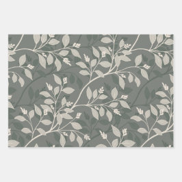 Wandering Leaves Elegant Earthy Botanical Pattern Geschenkpapier Set