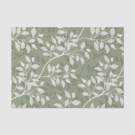 Wandering Leaves Elegant Sage Botanical Pattern  Seidenpapier