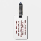 Wandering Nobleman Gepäckanhänger (Rückseite vertikal)