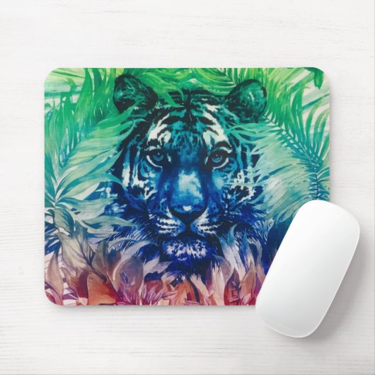 WanderJungle Wild Tiger Foliage Tropical Blätter Mousepad (Mit Mouse)