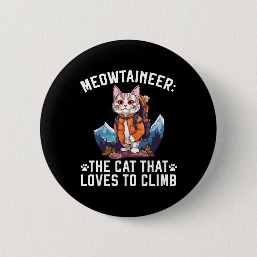 Wanderkatze Wanderer Katzenbesitzer Bergsteigerkat Button (Vorderseite)