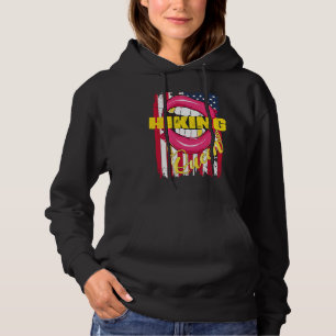 Wanderkönigin Lippen Golden Halskette Wandern Hoodie