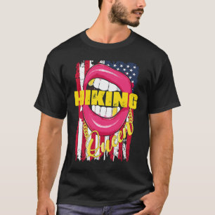 Wanderkönigin Lippen Golden Halskette Wandern T-Shirt