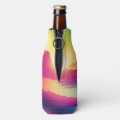 "Wanderleben" farbenfrohe Bergwelt Flaschenkühler (Flasche Rückseite)