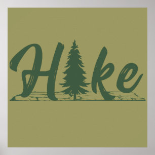 Wanderlogo Wanderer mit Kiefernbaum Poster