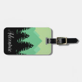 Wanderlust-Abenteuer-Berge u. WaldSilhouette Gepäckanhänger (Vorderseite horizontal)