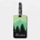 Wanderlust-Abenteuer-Berge u. WaldSilhouette Gepäckanhänger (Rückseite vertikal)