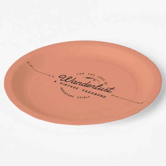 Wanderlust-Abenteuer-Camping Pappteller (Schrägansicht)