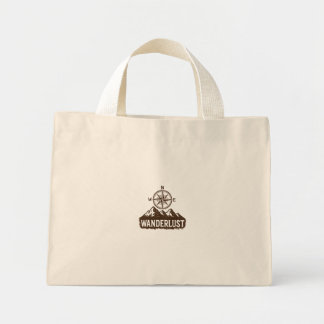 Wanderlust Adventure Tote Bag - Compass & Mountain Mini Stoffbeutel