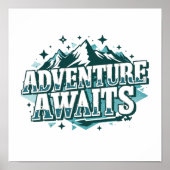 Wanderlust and Travel Quote with Pine Trees Poster (Vorne)