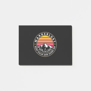 Wanderlust Behalte Ruhe und Camp auf Post-it Klebezettel