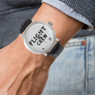 Wanderlust Black Flight Crew und Flugzeug Armbanduhr