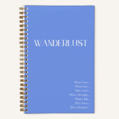 "Wanderlust" Blue Travel Journal Notizblock (Vorderseite)