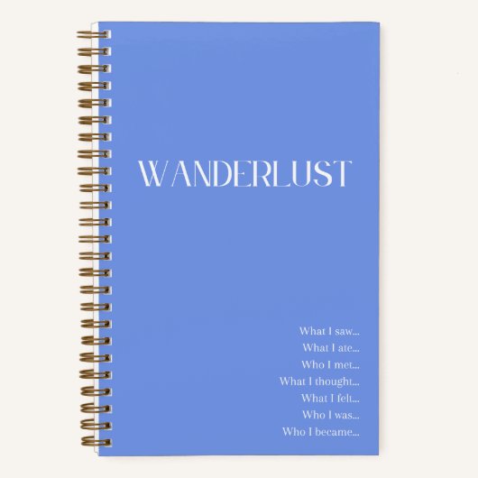 "Wanderlust" Blue Travel Journal Notizblock (Vorderseite)