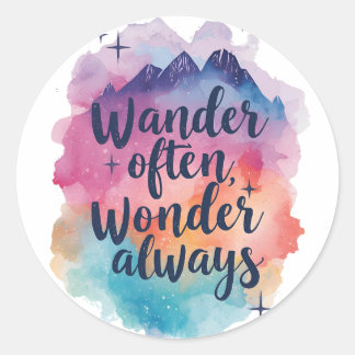 Wanderlust-Botschaft für Inspirationsfarbe Runder Aufkleber