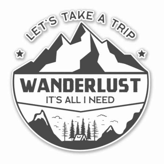 Wanderlust-Camping Aufkleber (Vorderseite)