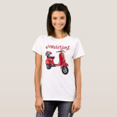 Wanderlust - Chic Red Scooter European Style T-Shirt (Vorne ganz)