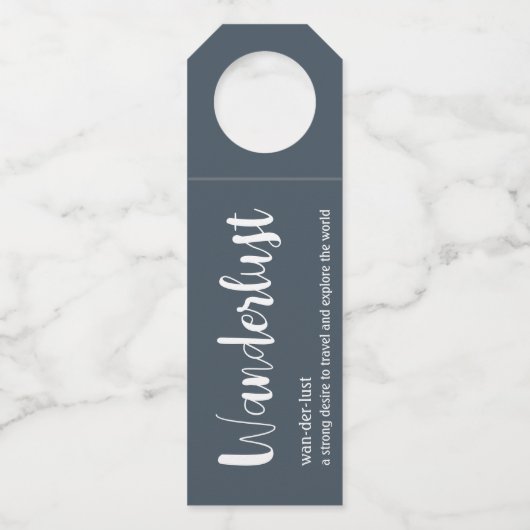 Wanderlust-Definition weiß, grau Flaschenanhänger (Vorderseite)