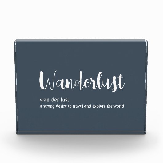 Wanderlust-Definition weiß, grau Fotoblock (Vorderseite)