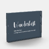 Wanderlust-Definition weiß, grau Fotoblock (Links)