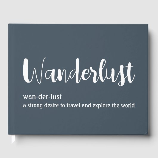 Wanderlust-Definition weiß, grau Gästebuch (Vorderseite)