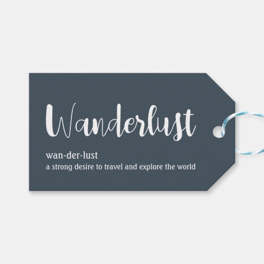 Wanderlust-Definition weiß, grau Geschenkanhänger (Vorderseite (Horizontal))