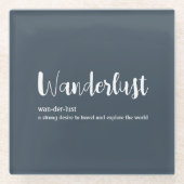 Wanderlust-Definition weiß, grau Glasuntersetzer (Vorderseite)