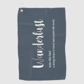 Wanderlust-Definition weiß, grau Golfhandtuch (Vorderseite)