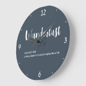 Wanderlust-Definition weiß, grau Große Wanduhr (Winkel)