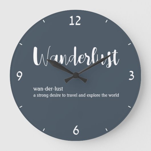 Wanderlust-Definition weiß, grau Große Wanduhr (Vorderseite)