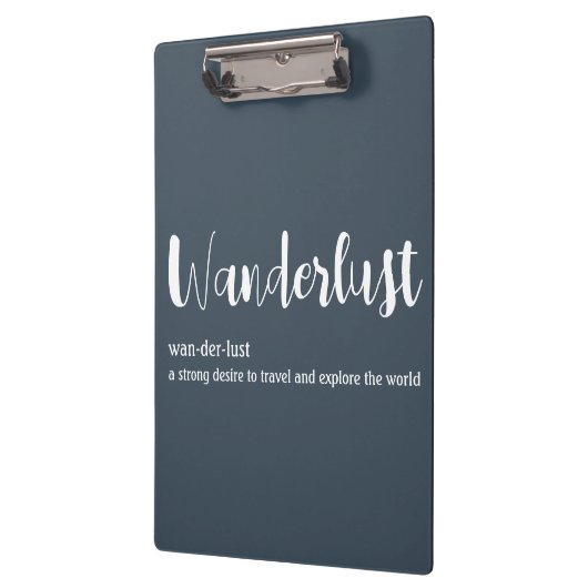 Wanderlust-Definition weiß, grau Klemmbrett (Links)