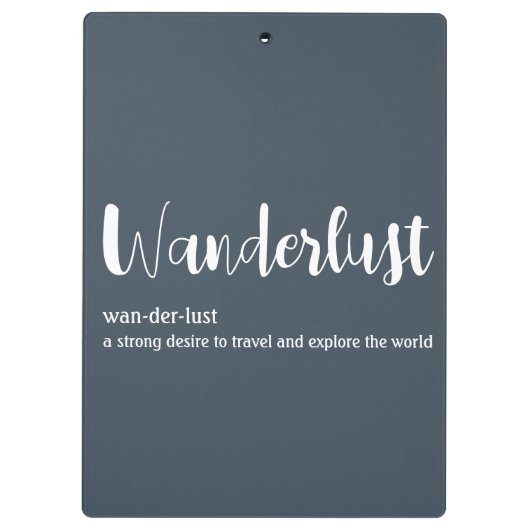 Wanderlust-Definition weiß, grau Klemmbrett (Rückseite)