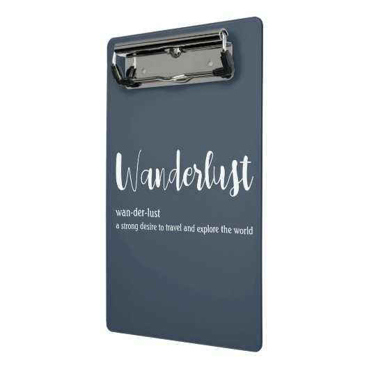 Wanderlust-Definition weiß, grau Mini Klemmbrett (Gewinkelt2)