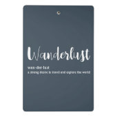 Wanderlust-Definition weiß, grau Mini Klemmbrett (Rückseite)