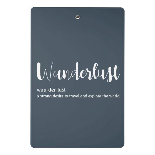 Wanderlust-Definition weiß, grau Mini Klemmbrett (Rückseite)