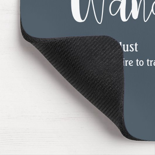 Wanderlust-Definition weiß, grau Mousepad (Ecke)