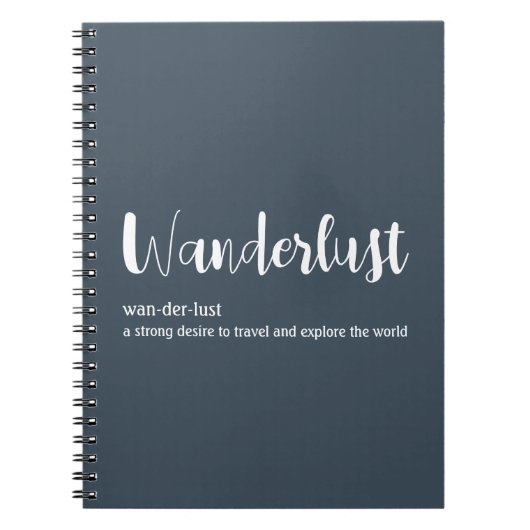 Wanderlust-Definition weiß, grau Notizblock (Vorderseite)
