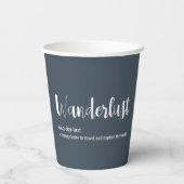 Wanderlust-Definition weiß, grau Pappbecher (Rückseite)