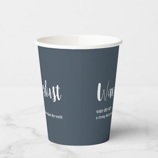 Wanderlust-Definition weiß, grau Pappbecher (Links)