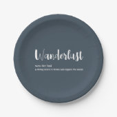 Wanderlust-Definition weiß, grau Pappteller (Vorderseite)
