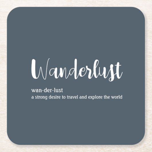 Wanderlust-Definition weiß, grau Rechteckiger Pappuntersetzer (Vorderseite)