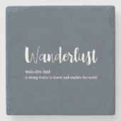 Wanderlust-Definition weiß, grau Steinuntersetzer (Vorderseite)