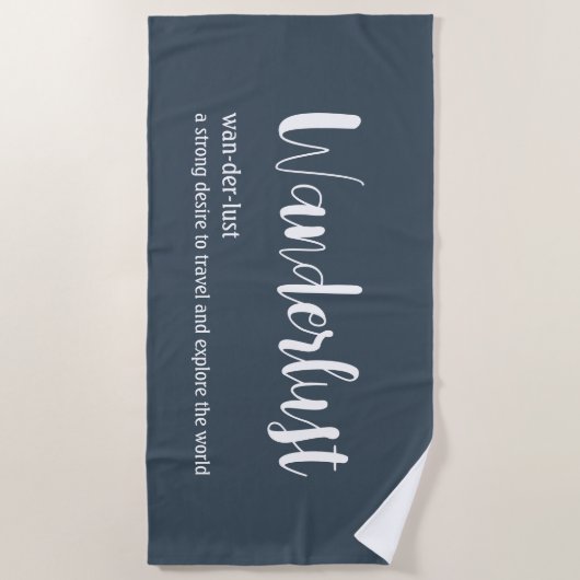 Wanderlust-Definition weiß, grau Strandtuch (Vorderseite)
